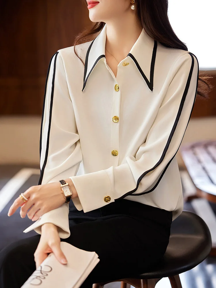 Formal Elegant Blouses Shirts Spring Autumn Long Sleeve OL Styles Women Business Work Wear Career Professional Tops Clothes