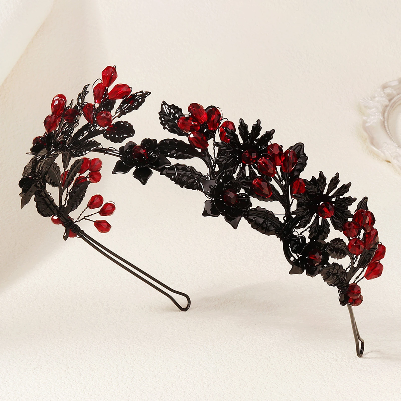 Vintage-Blumenkrone im europäischen Stil für Frauen 2025, Halloween-Kristall-Blumen-Stirnband, exquisiter handgefertigter Haarschmuck