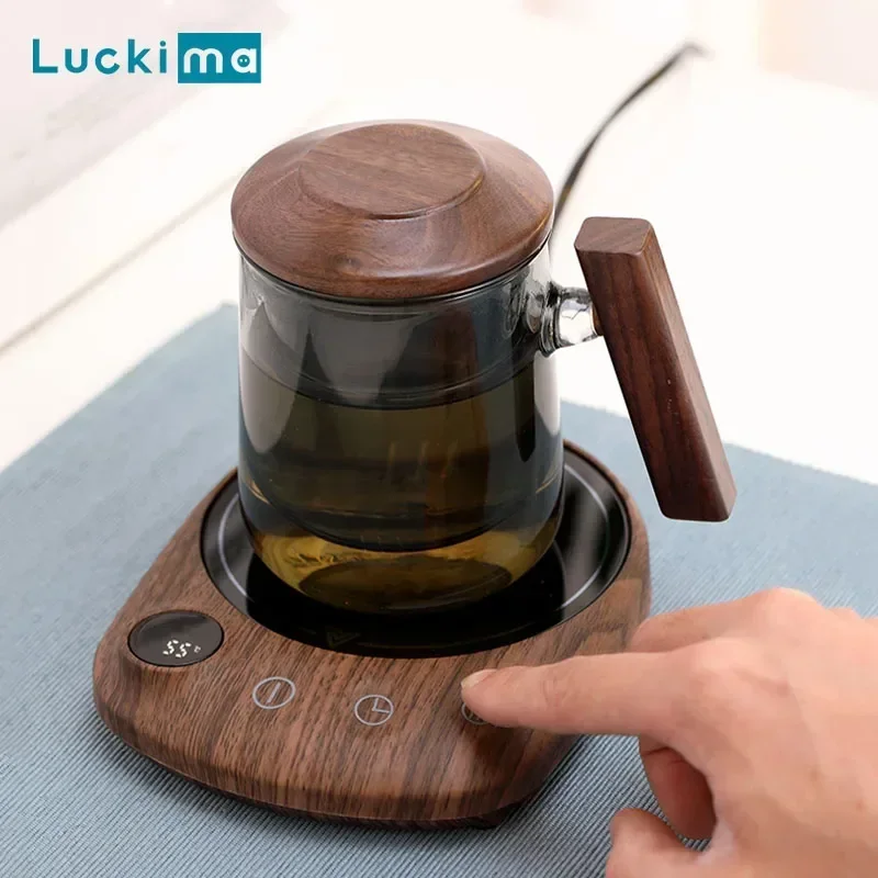 Placa calefactora eléctrica para bebidas, calentador inteligente de 200W para tazas de café, té y leche, para escritorio, 5 temperaturas con