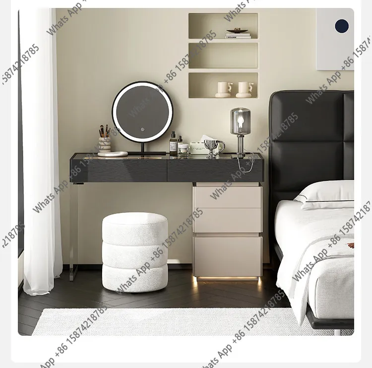 Mn Minimalist Dresser Small Apartment High-end Light Luxury Atmosphere Light Bedside Makeup Table Storage Integrated Cabinet