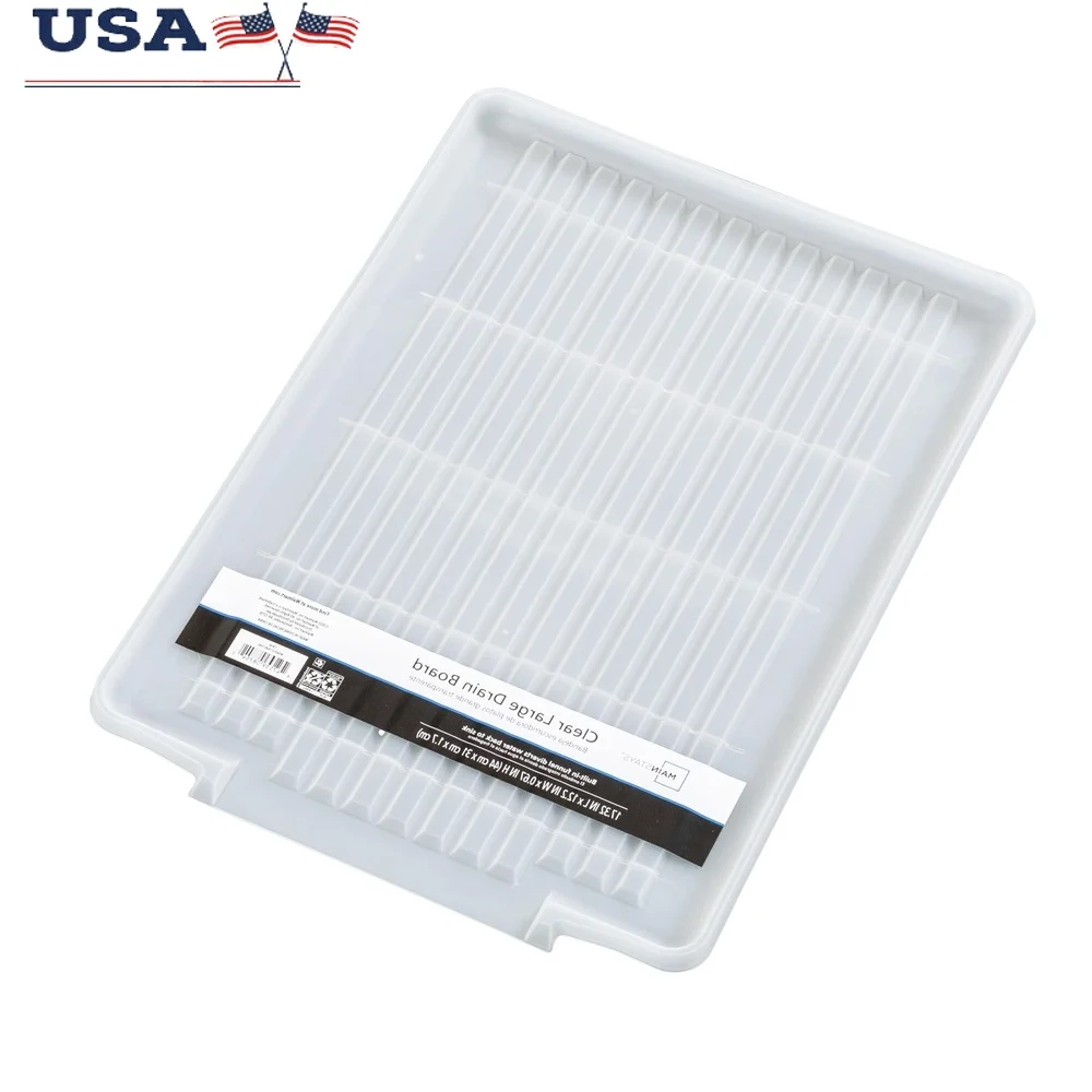 

Большая пластиковая сливная доска для посуды, коврик для кухонной мойки, эффективная сушка, органайзер для столешницы, прочный, легко чистится, 17,32x12,2 дюйма