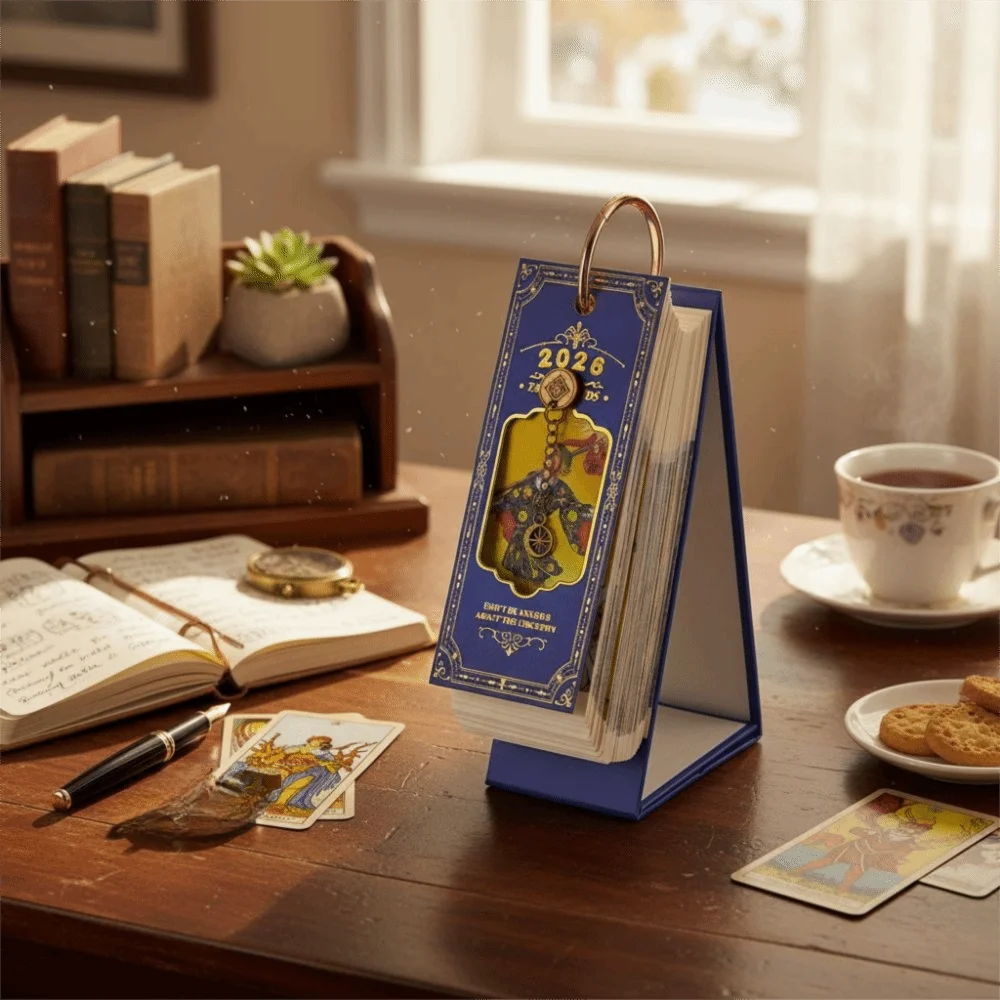 

Винтажная картина маслом, календарь на 2026 год, вдохновляющие цитаты, золотое кольцо, переплет, настольный календарь, односторонняя страница, поворотная бумага