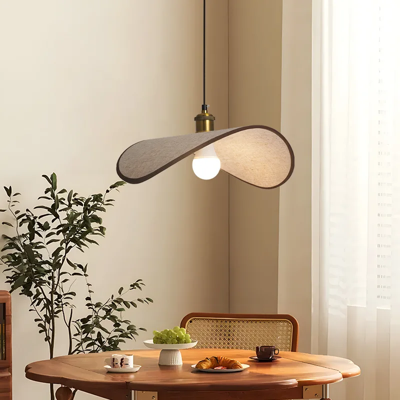 

Wabi-Sabi Straw Hat Pendant Lamp, Modern Retro Fabric Lamp for Dining Room, Teahouse, Homestay Decor
