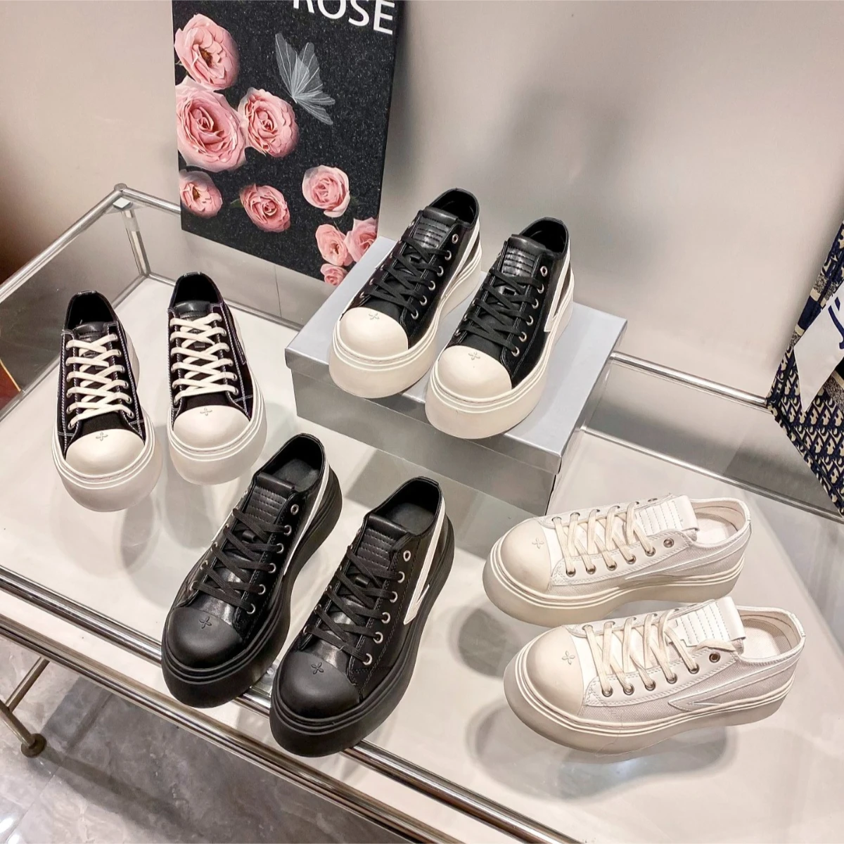 

Женские кроссовки на платформе с массивной подошвой, из канваса и кожи, низкие, на шнуровке, повседневные, роскошные, с толстой подошвой, для ежедневной носки