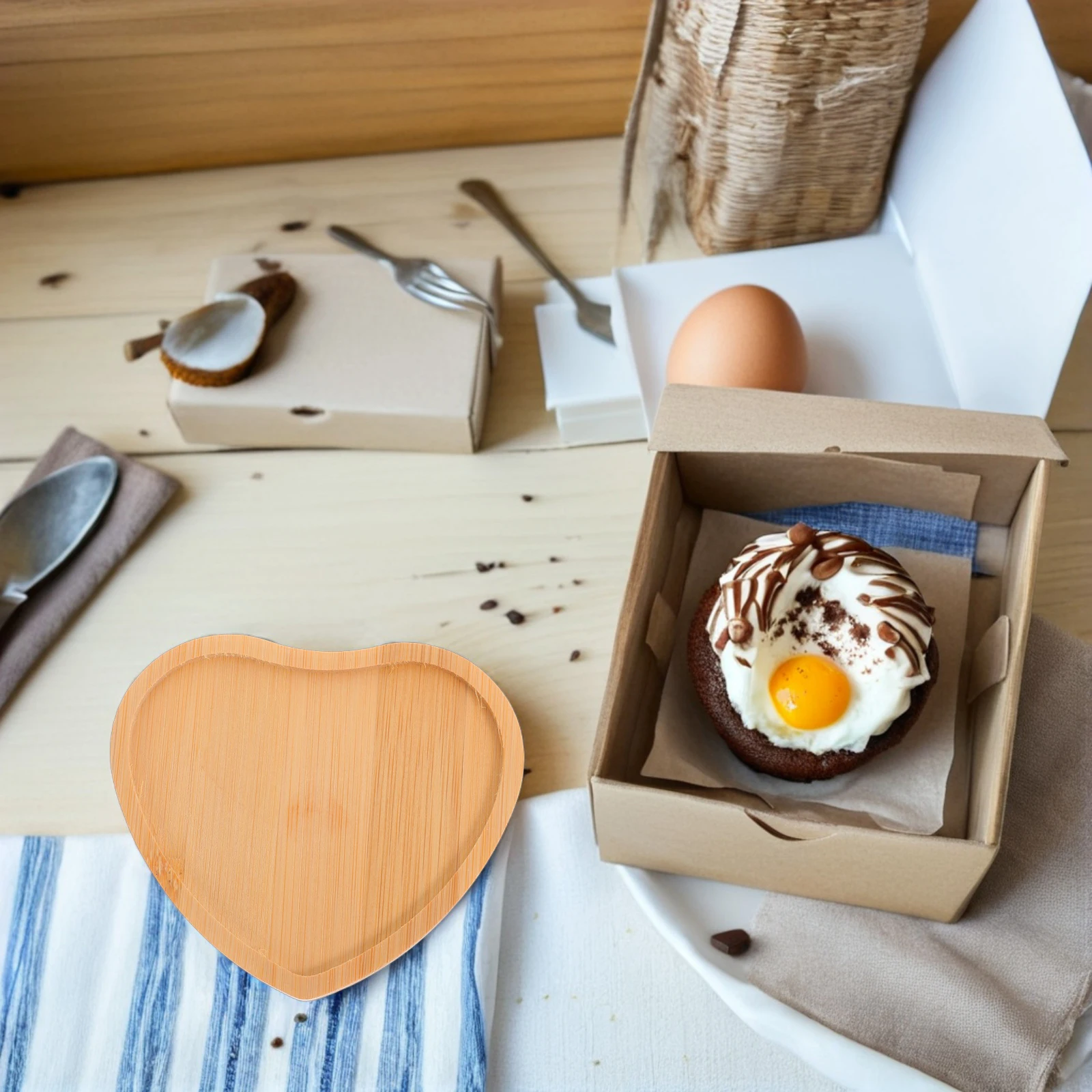 

3pcs Shaped Bamboo Serving Platter Tray Dining Platter Serving Snacks Fruits Nuts Valentine Party Kitchen Utensils Set