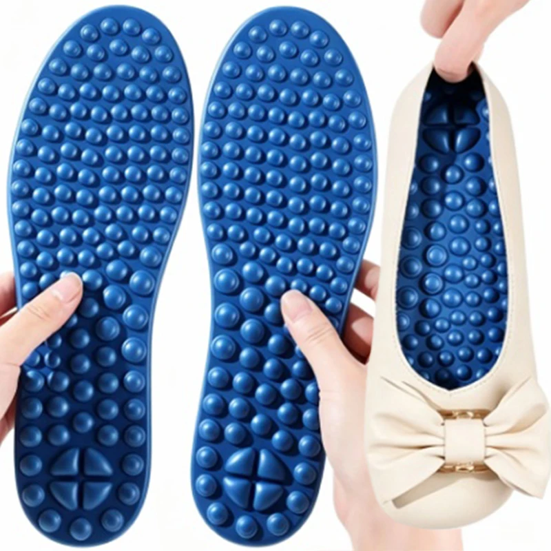 5D Acupressure Plate Massage Insoles Relieves Foots Fatigue Anti-slip Soft Comfortable Shoe Pads for Running Shoes and Sandals