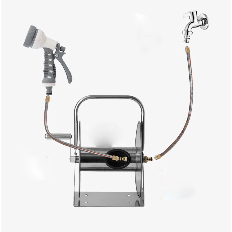 Horticultural Water Pipe Storage Rack, Stainless Steel Storage Set, Household Watering Tool, Soft Rolling Pipe Cart
