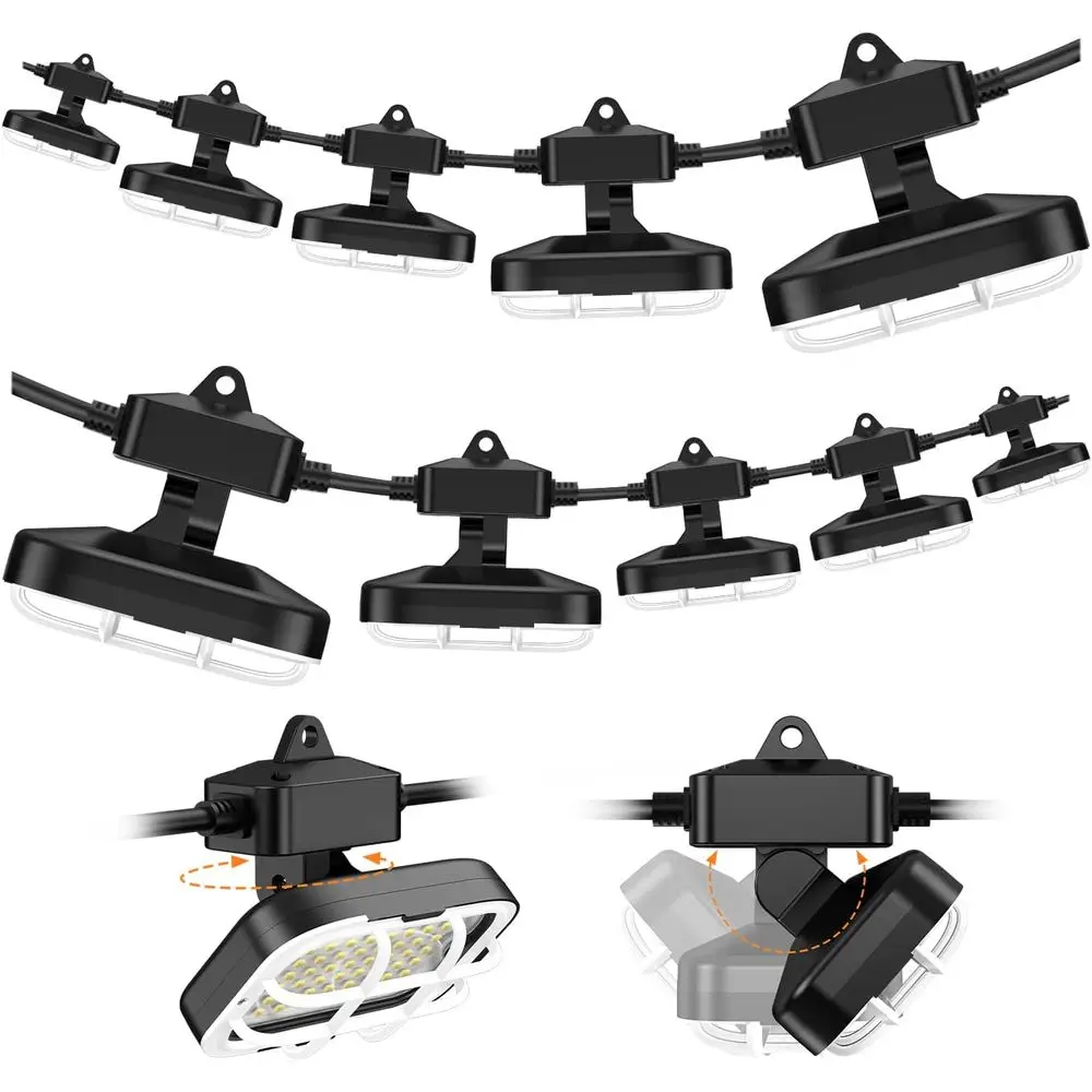 

Светодиодная гирлянда 100т LED, 150 Вт, 15000 лм, с регулировкой 90 и 180 градусов с обеих сторон, водонепроницаемая IP66, 5000K, суперяркая, временная подсветка