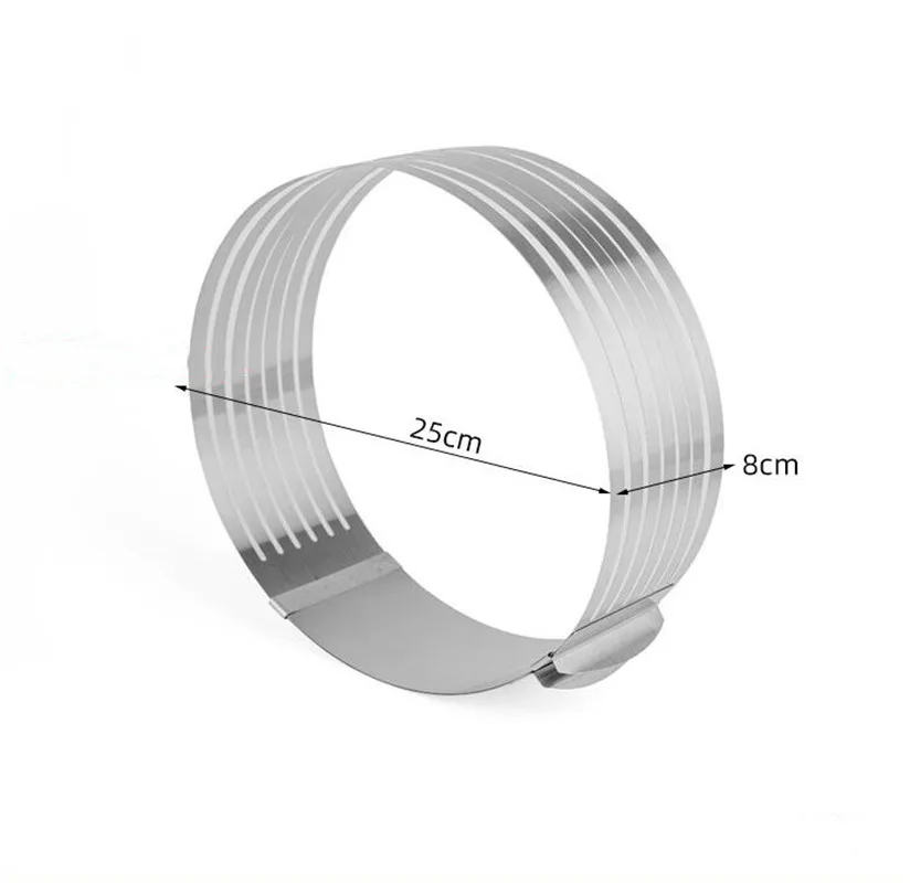 調節可能な丸いケーキカッター,16〜30cm,ステンレス鋼,6層,ムース,ベーキングツール,ケーキ型