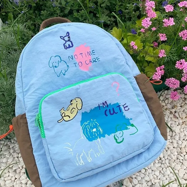 

Cute Cartoon Puppy Contrasting Colors Large-capacity Backpack Cute Student Bag schoolbag Travel Storage Bag Back To School