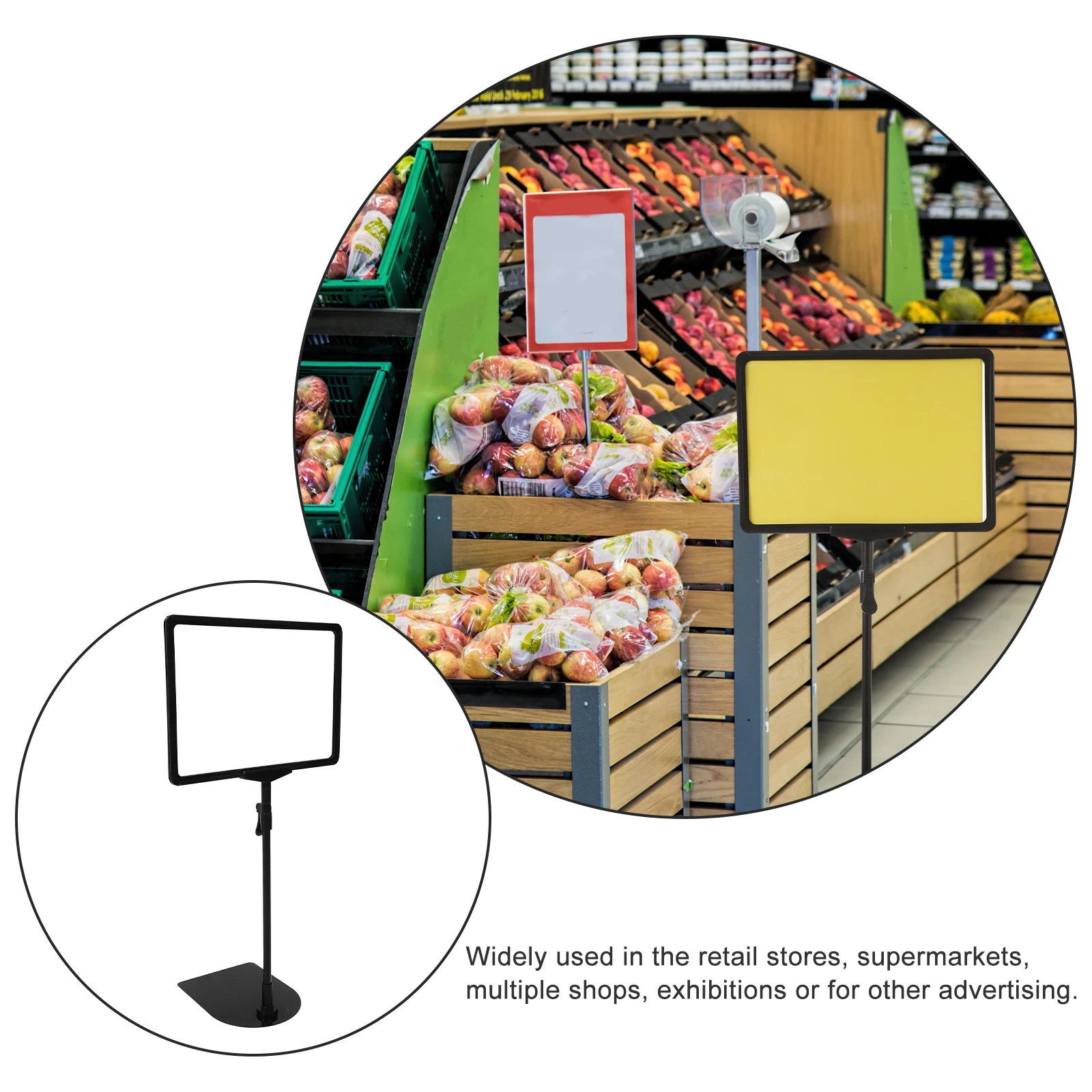 Supermarket Price Tag Advertising Promotional Sign Both Vertical Horizontal View Height Adjustable Up Double-Sided Board Sign