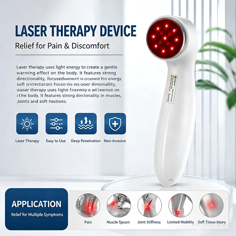 Suyzeko Cold Laser Therapy Device Pulse Mode Red Light Physiotherapy Pain Relief for Knee Joint Muscle Body Home Personal Care
