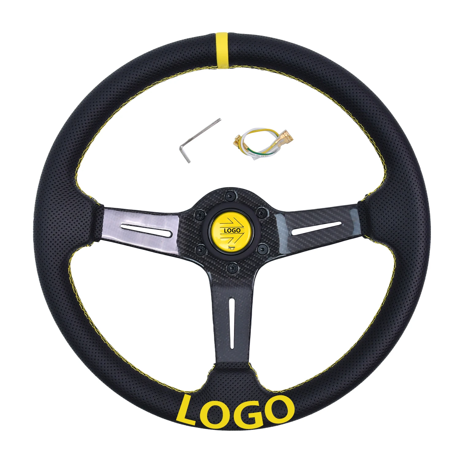 

14'' Universal JDM Drifting Sport Steering Wheel Deep Dish Car Sim Gaming Leather Carbon Fiber Bracket Steering Wheel For moomo