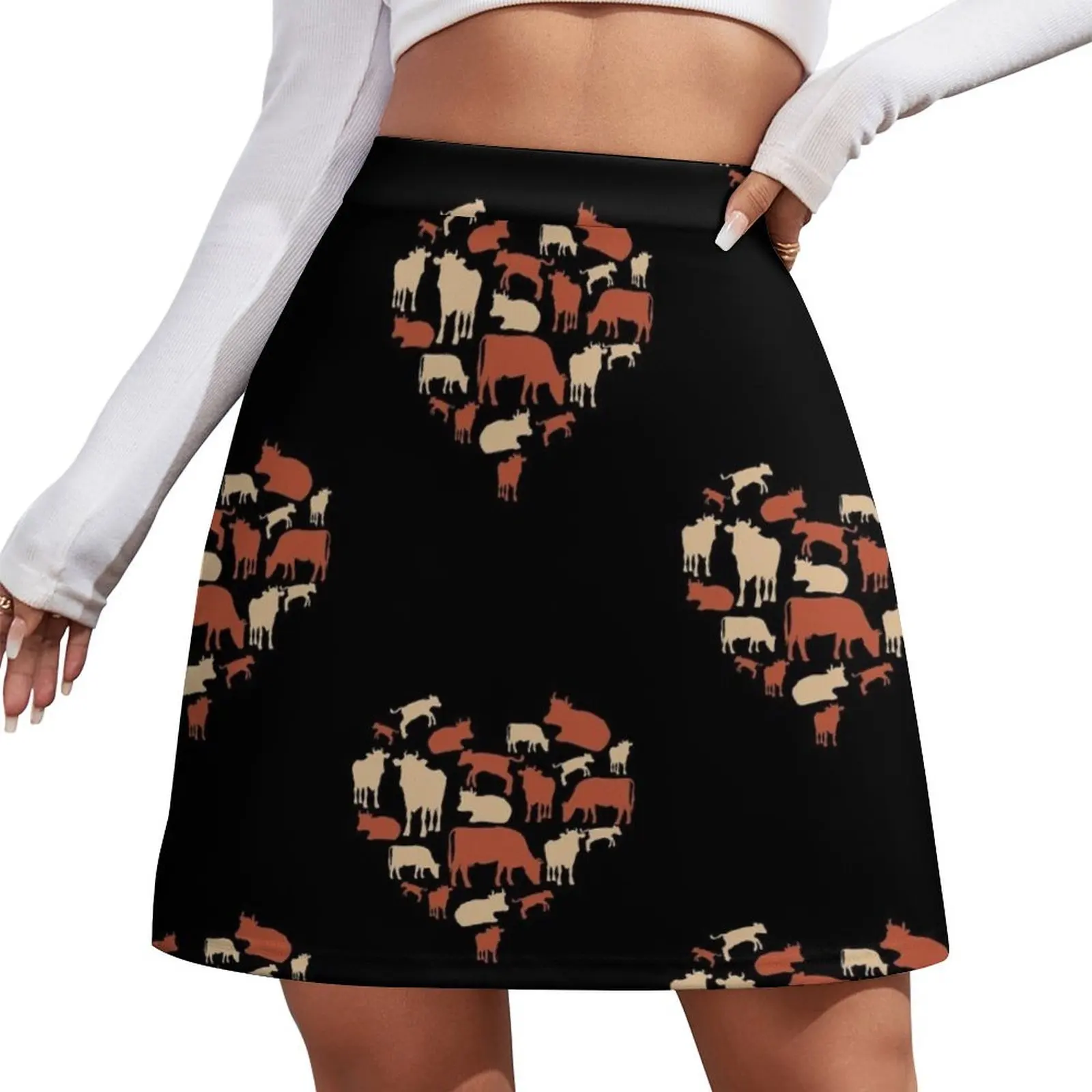 Cow Heart Love Mini Skirt 90s aesthetic clothing women summer 2026 women's summer dress 2026 Mini Skirt