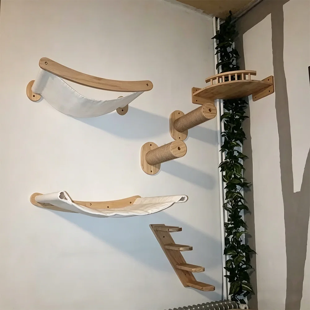 Muebles pared para gatos: rascador, hamaca y estantes de escalada - imagen 4