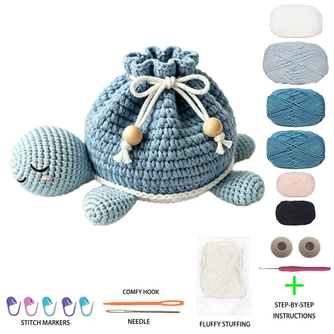 Handmade Crochet DIY material bag Kit turtle storage bag crochet popular item