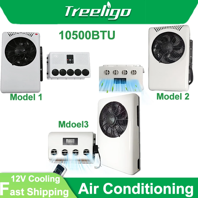 

Treeligo 10500BTU RV Air Conditioning Split System 12V/24V Electric Truck AC Unit for Camper Van Motorhome Tractor Fast Cooling