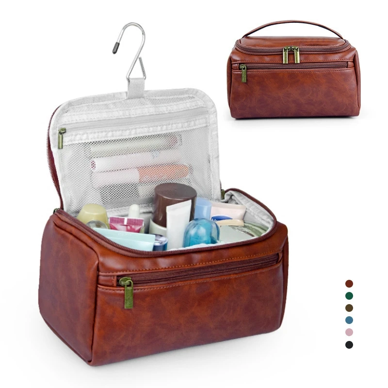 Large Capacity Waterproof Travel Toiletry Bag Hanging Hook Portable Makeup Organizer For Business Trip Cosmetic Storage Case