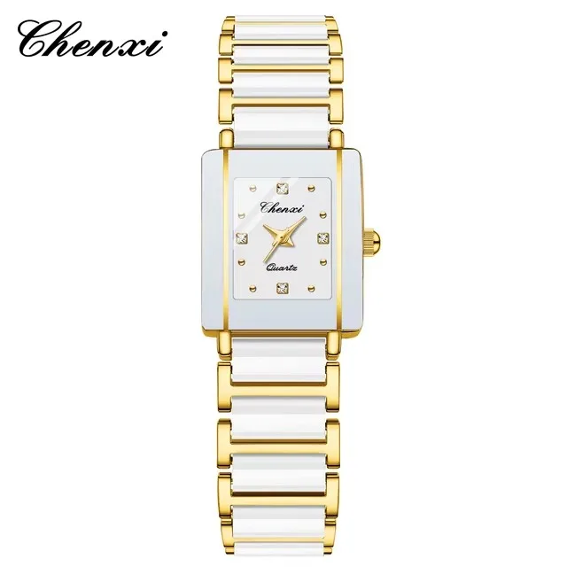 CHENXI 104A Couple Watches Black White Square Fashion Simple Waterproof Luxury Wristwatch for Women and Men