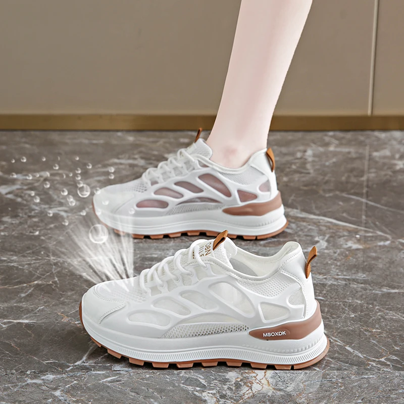 Summer Women's Casual Shoes Breathable Mesh Platform Shoe Lace Up Non Slip Wear Resistant Running Shoe High Quality Women Shoes