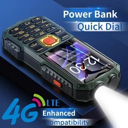 4G LTE Senior Flip Phone for Elderly Large Buttons Powerbank Long Standby SOS Call LED Light Loud Sound Fast Dial