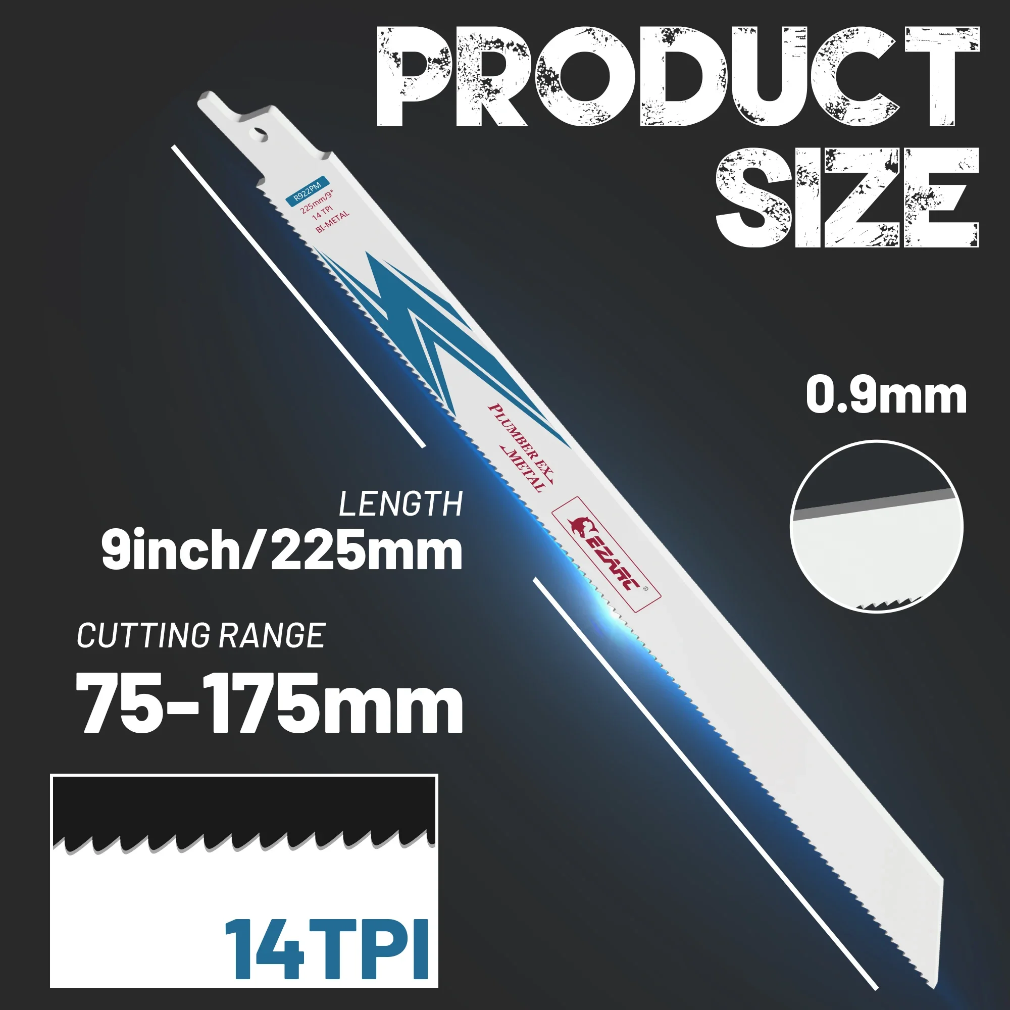 EZARC 25pcs 9inch Reciprocating Saw Blades for Heavy Metal R922PM 14TPI Bi-Metal Cobalt Cutting Sabre Saw Blades Cutting Tools