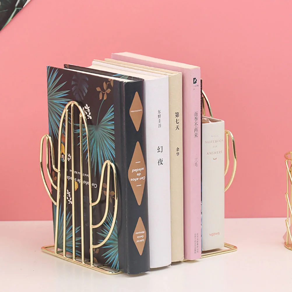 

Adjustable Bookends Storage Rack Book Organizer Stand Simple Cactus Design Iron Book Support Shelf Divider File Holder Office