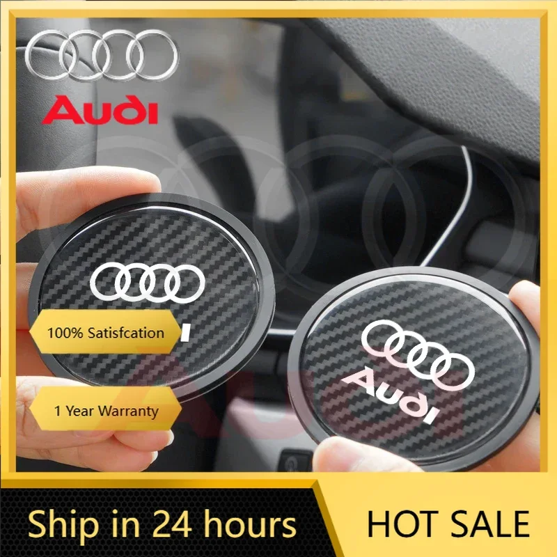 

2025 Hot 2pcs Carbon Fiber Car Water Cup Slot Non-Slip Mats For Audi A6L A3 A4 A5 A6 A7 A8 Q6 Q7 Q8 TT S5 S7 S8 RS7 RS6 Sline Ac