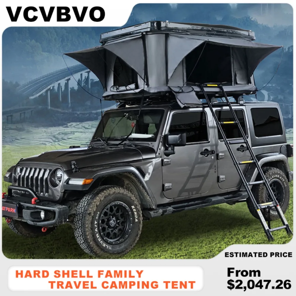 

Camping ABS 2-4 Person Outdoor Camping Roof Tent Roof Tent Triangular Hard Shell Roof Tent Family Travel Camping Outdoor Bedroom