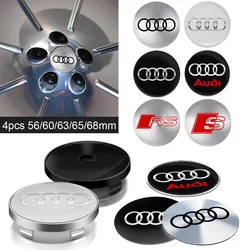 4pcs 56/60/63/65/68mm Car Wheel Hub Caps Emblem Badge Sticker Decoration for AUDI S RS B7 B6 B9 Q7 8P 8V A6 A7 A3 A4 B8 C7 A5 Q5
