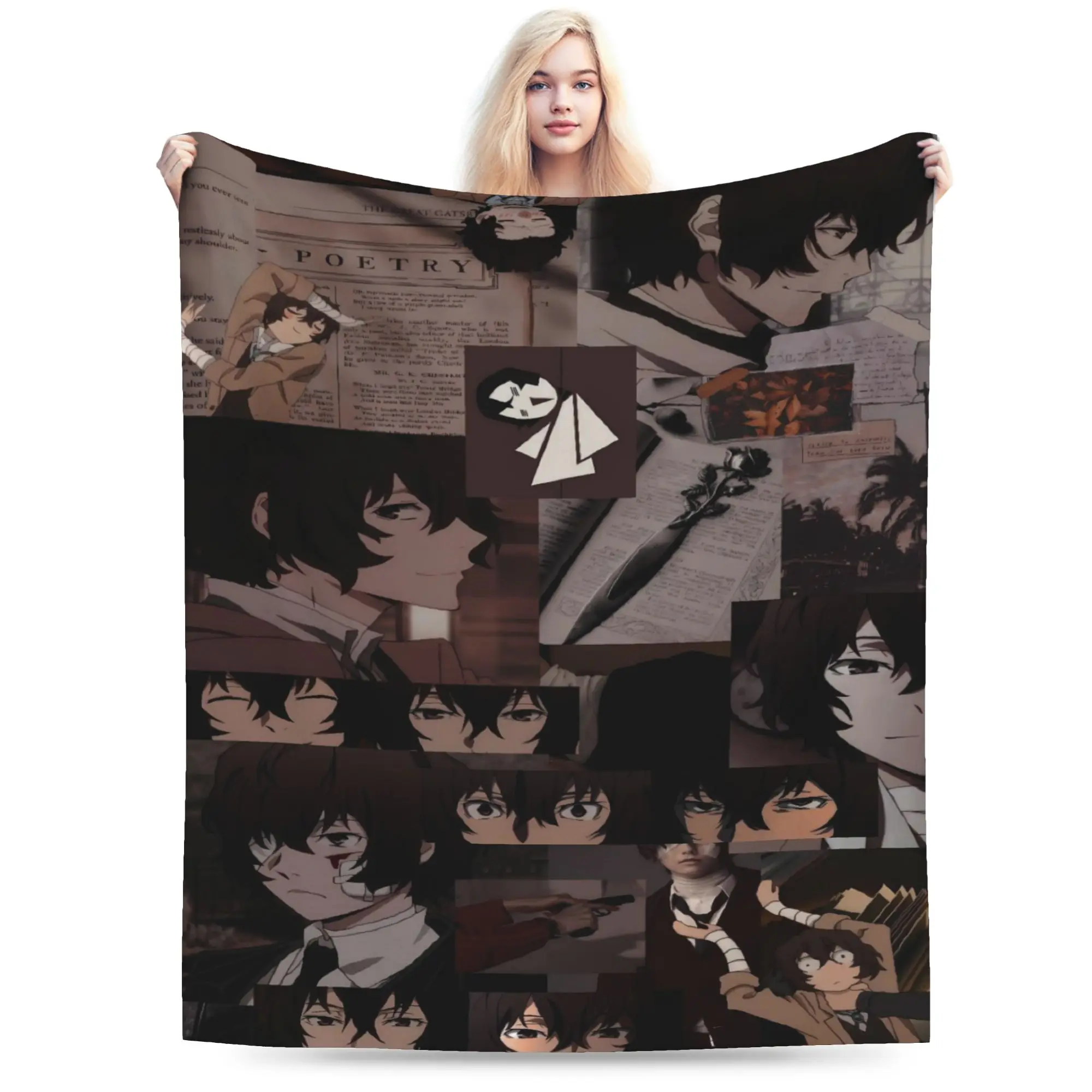 Dazai Bungo Stray Dogs Blankets Quality Super Warm  Throw Blanket Winter Picnic Couch Chair Funny Bedspread