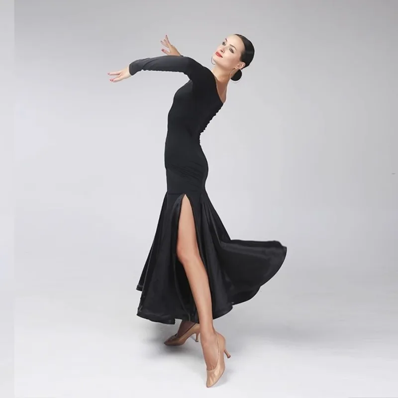 Traje moderno personalizado para mujer adulta, falda larga, ropa de rendimiento, vestido de baile de salón, vestido de mujer