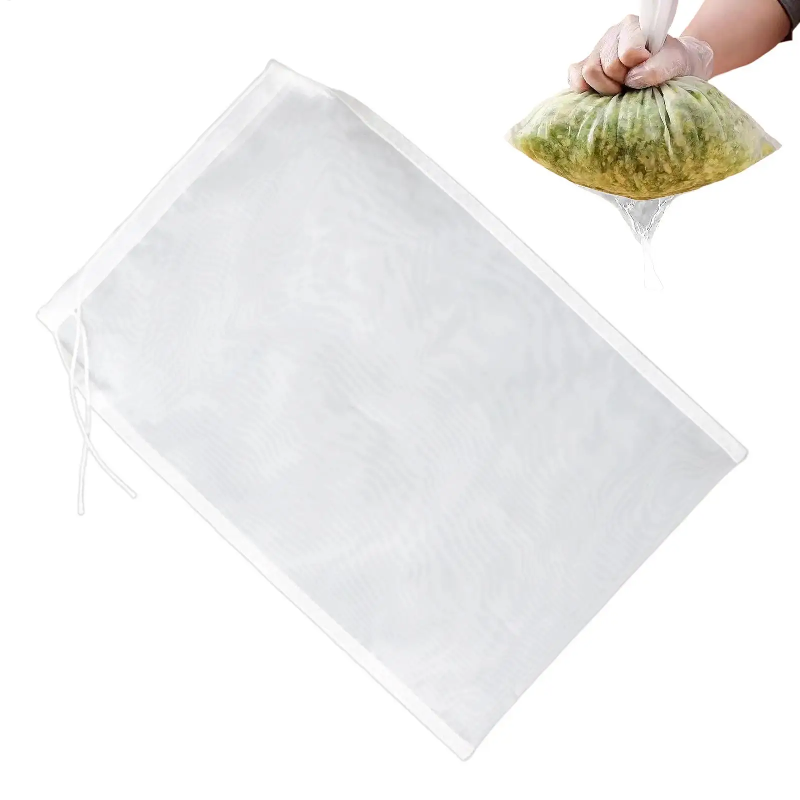 Nylon Mesh Strainer Bag with Drawstring reusable Fine mesh Milk Straining Bags for Oat Milk Fruit and Vegetable Juice Coffee