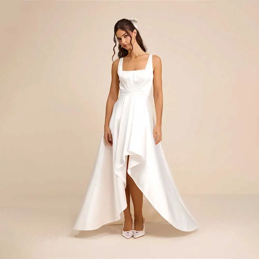 

Women's Formal Evening Gowns Square Neck Sling A-Line Pleated Evening Dresses Elegant Formal Party Cocktail Gowns For Gala