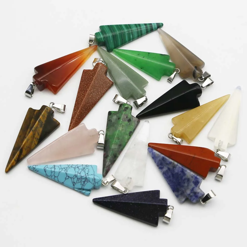 Quality Natural Stone Crystal Agate Arrow Necklace Pendant Fashion Reiki Charms Jewelry Earrings Accessories Gift Wholesale 8Pcs