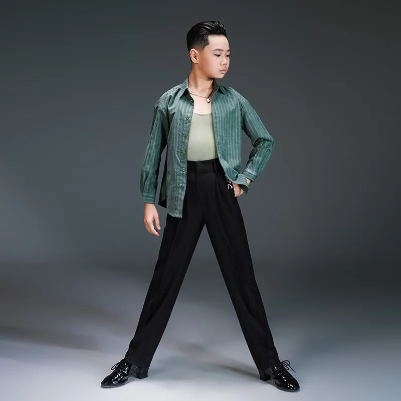 

Новая детская танцевальная одежда, детские топы для бальных танцев, рубашка для современных танцев с длинными рукавами для мальчиков, тренировочные топы SL14965