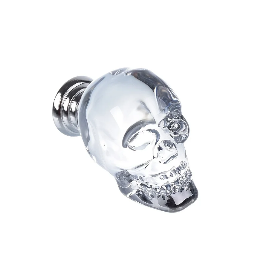 Pomos y tiradores de cristal con forma de calavera para cajones, pomos de cristal para mesita de noche, armario, decoración del hogar, cocina y dormitorio, 1 unidad