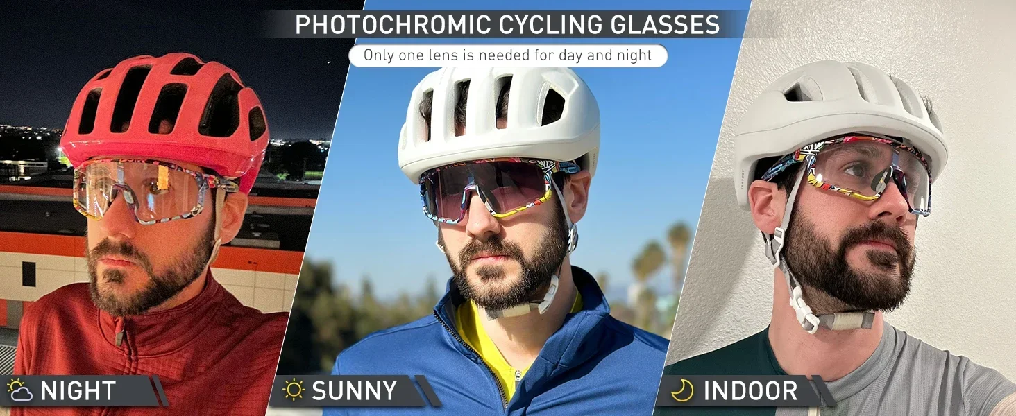 Kapvoe Gold Photochrome Brille Radfahren Sonnenbrille Männer Frauen Sport Geschwindigkeit Straße Mtb Mountainbike Fahrrad Zyklus Brillen Goggle – Detail 1