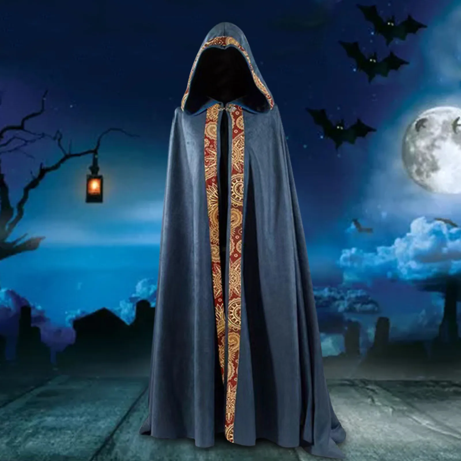 

Vintage Gothic Cape Coat Long Trench Halloween Cosplay Costume Wizard Cloak Medieval Halloween Cosplay Cloak Hooded Coat