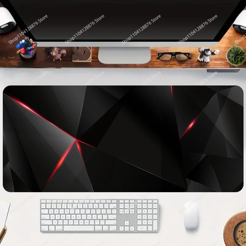 Black Red Geometric Design Non-slip Mouse Pad Suitable For Office Computers Laptops E-sports Game Desk Mats XXL Keyboard
