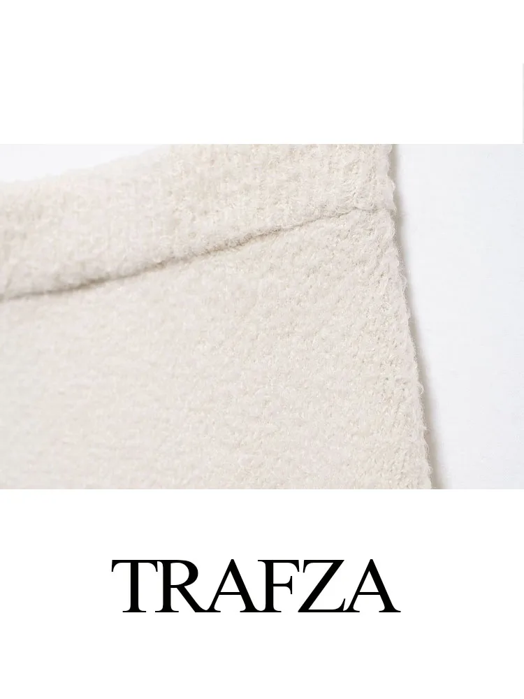 TRAFZA, minifaldas de moda de otoño para mujer, falda lisa de cintura alta, cintura elástica, falda decorativa con borlas, Falda corta ajustada informal para mujer