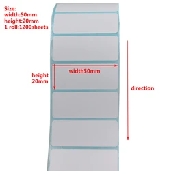 熱印刷用の50x20mm直接熱ブランクラベル長方形自己粘着性バーコードスーパーマーケットステッカー