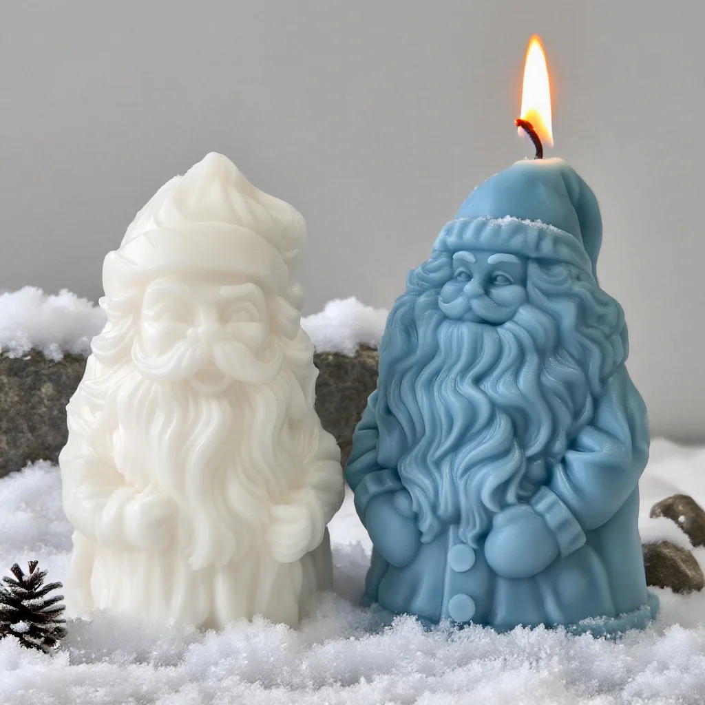 Weihnachtsmann Kerzenform DIY Weihnachten Gips Aroma Wachs Dekor handgemachte Urlaub Geschenk Handwerk Home Dekoration – Detail 5