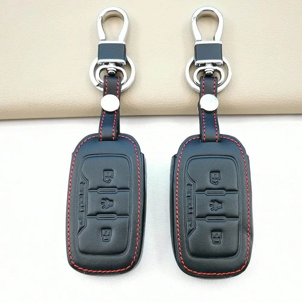 

Hot Sale Fashion Style Leather Car Key Case Keychain For Chery Jetour X70 X90 X95 2020 2021 2022 Remote Control Protector