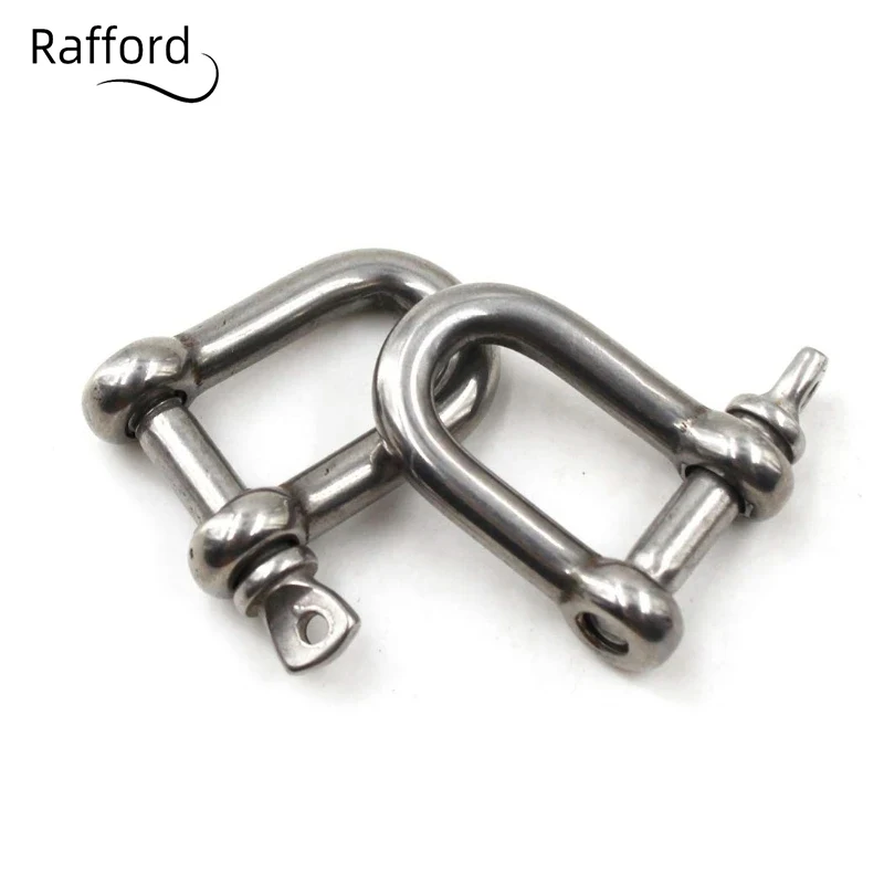 Rafford 304 Straight D Shackle Short Stainless Steel Breaking D Rigging Shackle Hooks Boat Rigging Hardware M5 M8 M10