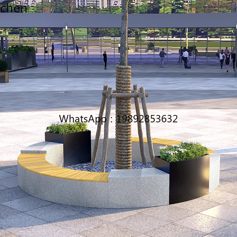 Outdoor Public Waiting Stool Park Landscape Square Pedestrian Street Flower Pool Seat Flower Box
