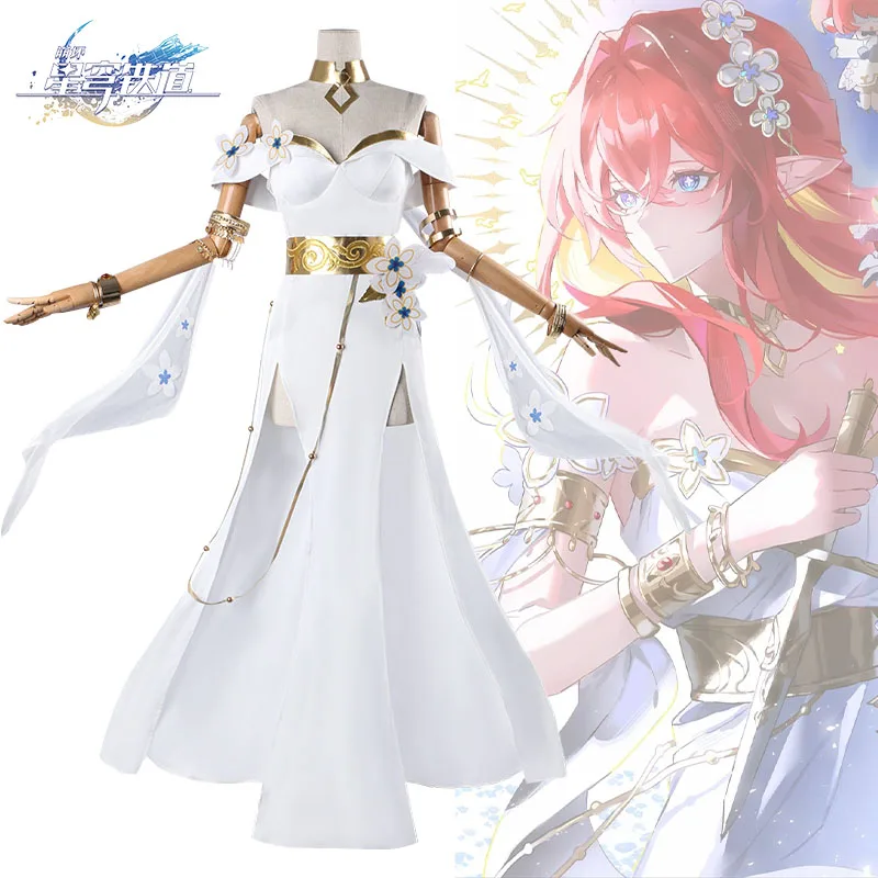 

Game Honkai: Star Rail Tribios Cosplay Costume Tribios Honkai Cosplay White Dress Halloween Party Role Play Uniform for Women