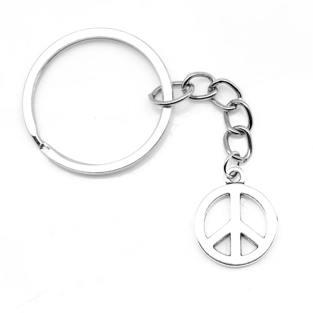 1 Piece 16x20mm Peace Charm Metal Keyring Mom Gift