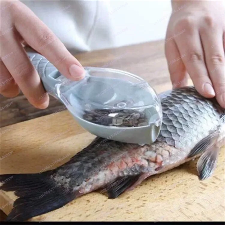 Popular Fish Scale Scraping Artifact with Cover, Plastic Manual Fish Scale Planer, Household Kitchen Fish Scale Removal Gadget