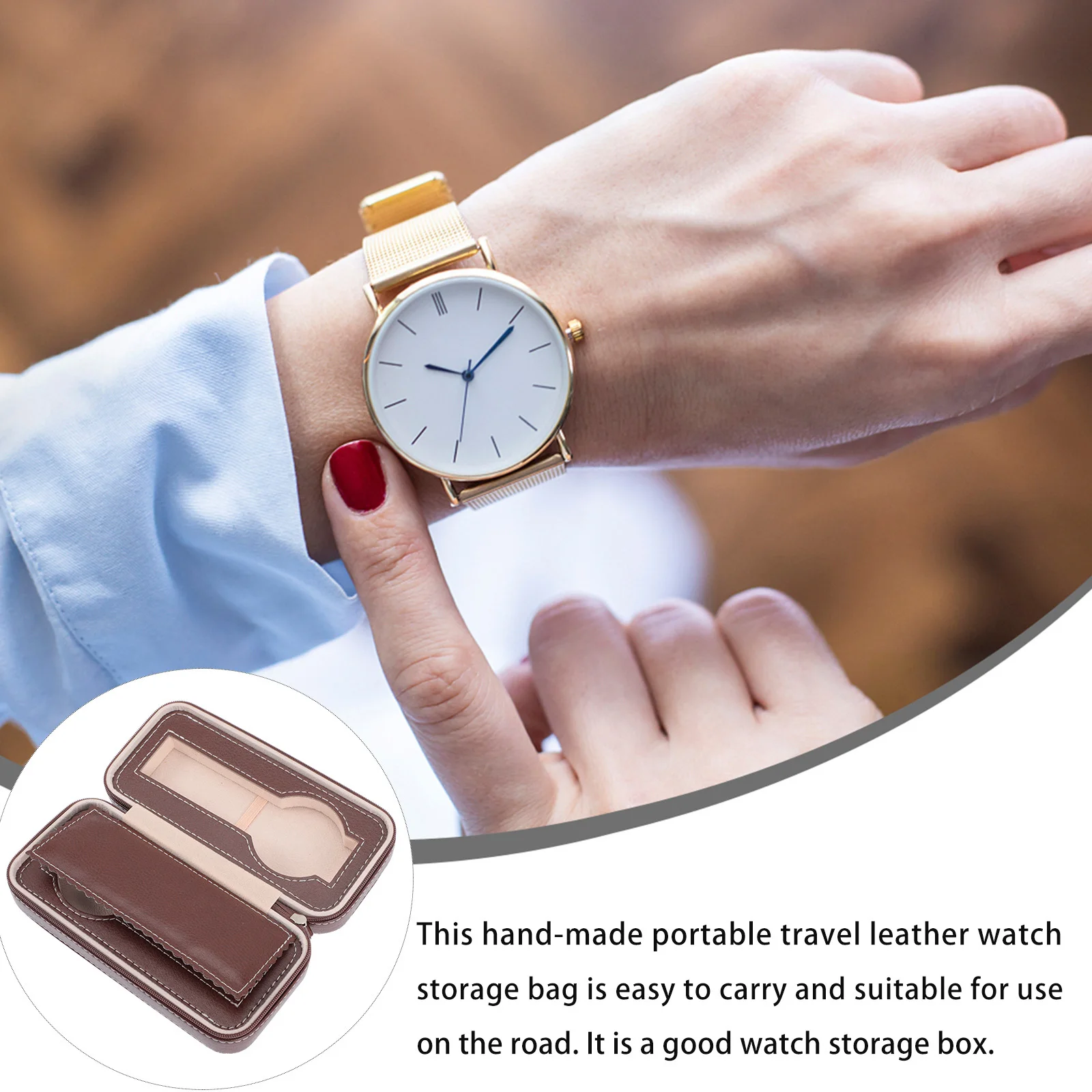 

Two Slots Watch Storage Pouch Portable PU Material Watch Organizer Travel Storage Bag for Watches Jewelry Small Accessories